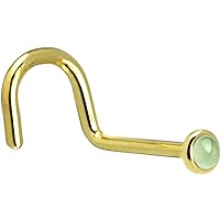 Body Candy Solid 14k Yellow Gold 2mm Genuine Peridot Right Nose Stud Screw 20 Gauge 1/4