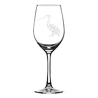 Pelican Hand Blown Printed Wine Glasses,Crystal Etched Funny Wine Glasses, Great Gift for Woman Or Men, Birthday, Retirement And Mother's Day 17oz