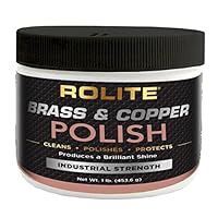Rolite - RBCP1# Brass and Copper Polish - Instant Polishing and Tarnish Removal Cream, Metal Cleaner and Brightener for Antiques, Cookware, Jewelry, and More, 1 Pound, Pack of 1