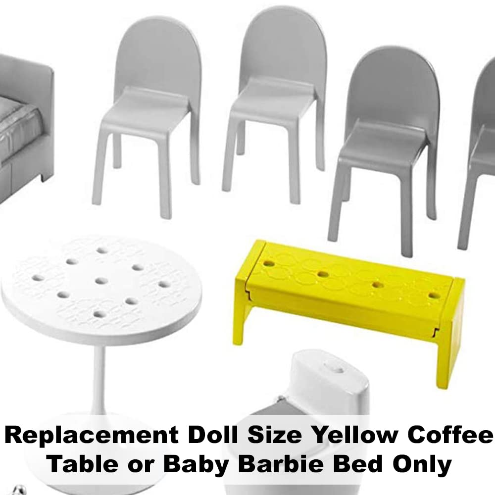 F-Price Replacement Parts for Barbie Dreamhouse Playset - FHY73 or GNH53 ~ Doll Size Yellow Coffee Table or Baby Barbie Bed