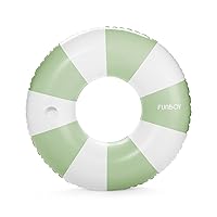 FUNBOY Giant Vintage Sage Green Stripe 48'' Tube Float with Integrated Cup Holder, Perfect for a Summer Pool Party, Large