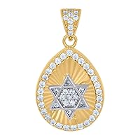 14k Two tone Gold Womens CZ Cubic Zirconia Simulated Diamond Religious Judaica Star of David Symbol Religious Charm Pendant Necklace Measures 24.4x13.3mm Wide Jewelry for Women
