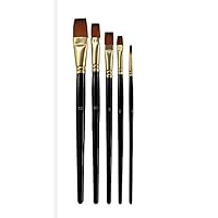 Artist Paint Brush Set 5Pcs Nylon Hair Wood Black Handle Watercolor Acrylic Oil Brush Painting Art Supplies (Color : Black)