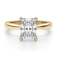 Moissanite Solitaire Engagement Ring, 1.5 CT Oval Cut Moissanite Engagement Ring, Moissanite Gold Ring with Side Stones