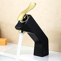 Faucets,Basin Mixer Tap Basin Faucets,Brass Bathroom Basin Faucet,Deck Mounted Cold Hot Water Sink Mixer Taps for Bathroom Kitchen/Black/Hose Size 1-2