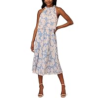 Adrianna Papell Printed Floral Chiffon Popover Dress