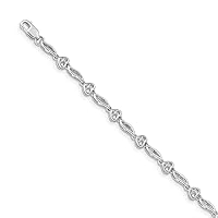 14k White Gold Polished Diamond Love Heart Bracelet Measures 4mm Wide Jewelry Gifts for Women