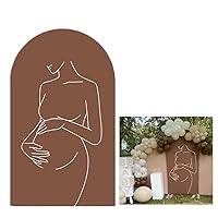 KONPON Brown Arched Fabric Backdrop Covers for Pregnancy Parties,Pregnant Woman Double-Sided Stretchy Arch Backdrop Covers