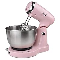 Electric Stand Mixer, 4 Quarts, Dough Hook, Flat Beater Attachments, Splash Guard 5 Speeds with Whisk, with Top Handle