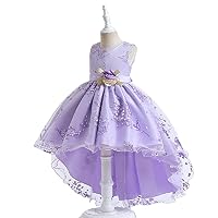 Mesh floral print fairy princess dress girls' trailing evening dress performance skirt bubble skirt