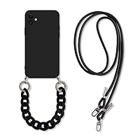 Crossbody Lanyard Necklace Marble Chain Silicone Case for iPhone 13 12 Mini 11 Pro XS Max XR X 8 7 6S 6 Plus SE 2020 Cover,Black,for iPhone 12 Mini