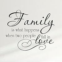 Family is What Happens When Two People Fall in Love Wall Vinyl Decal Nursery Quote Decor Sticker #1334 (Matte Black)