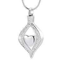 Minicremation Cremation Jewelry for Ashes The Eye of My Heart Keepsake Memorial Jewelry for Urn Necklace Stainless Steel Ashes Pendant with 20 Inch Chain (Silver), Metal