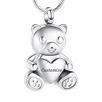 Teddy Bear Cremation Jewelry Ashes Necklace Funeral Memorial Pendant Keepsake Cremation Jewelry for Ashes for Pet/Human