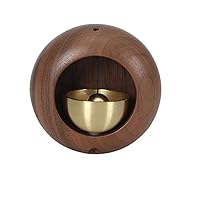 Shopkeepers Bell for Door,Round Wooden Magnetic Shopkeepers Bell,Portable Japanese Style Wooden Dopamine Doorbell,Entry Alert Chime Black Walnut Magnetic Suction+Paste