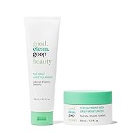 beauty The Daily Juice Cleanser & The Nutrient-Rich Daily Moisturizer | 4.2 fl oz Foaming Face Wash | 1.7 fl oz Hydrating Moisturizer | Face Wash and Moisturizer Set for Glowing Skin