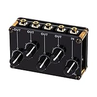 Mini 4 Channel Stereo Line Mixer 4out 1in for Live Studio Recording Portable Passive Analog Audio Sound Mixing Console Low Noise