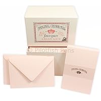 Original Crown Mill Luxury A6 Writing Cards Box Set with Lined C6 Envelopes - Pink (Pack of 50)