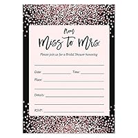 Digibuddha DB Party Studio 50 Bridal Shower Invitations with Envelopes (Pack of 50) Black & Pink Modern Bridal Shower Invites Wedding Party Invitations VI0012