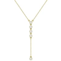 0.5 Carat Diamond Lariat Necklace (SI Clarity, G-H Color) Bezel Diamond Pendant Necklace for Women