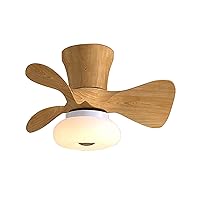 64 W Ceiling Fans with Lighting and Remote Control Small Ceiling Fan Lamp Dimmable 6 Speed Timing Modern Quiet Ceiling Fan Light for Bedroom Children's Room Wood Grain