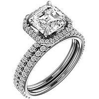 Moissanite Handmade Engagement Ring 2 CT Asscher Cut, VVS1 Clarity Colorless Moissanite, 925 Sterling Silver With 925 Stamp, Bridal Ring, Proposal Ring for Wife