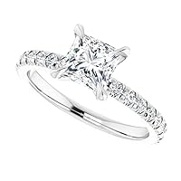 10K/14K/18K Solid White Gold Handmade Engagement Ring 1 CT Princess Cut Moissanite Diamond Solitaire Wedding/Bridal Gift for Women/Her Gorgeous Gift