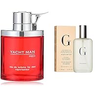 Myrurgia Yacht Man Red Eau De Toilette Spray for Men, 3.40 Ounce & PB ParfumBelcam Inspired by Acqua Di Gio Parfum Eau de Toilette Body Spray for Men, 3.4 Fl Oz