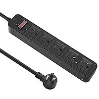 Outdoor Power Strip Waterproof with 5 Outlets, Garden Weatherproof Surge Protector, Christmas Multiple Outlet Exterior Socket for Lighting Appliances. 6FT Extension Cord Strip with Flat Plug.