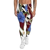 Men’s Leggings Workout Gym Pants Activewear Zebra Maroon Floral White