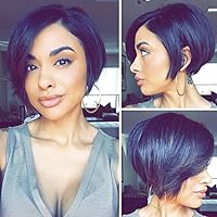 150 Density 13x6 Deep Part Lace Front Human Hair Wigs Pre-Plucked Pixie Cut Bob Wigs With Baby Hair Short Bob Lace Wigs Brazilian Hair Wigs 8inch