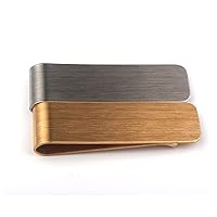 PULABO Money Clip Set of 2 Brass x 1 Stainless Steel x 1 Simple Smart Paper Clip Card Clip No Wallet Required for Travel or Business Trips Popular