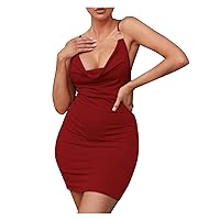 Slip Dress,Sexy Mini Dress for Women Stretch Side Slit Dresses Clubwear Spaghetti Straps Mini Dress Juniors for