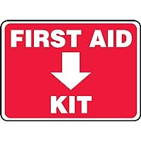 Accuform MFSD506VP Plastic Safety Sign, First AID KIT (Arrow Down)