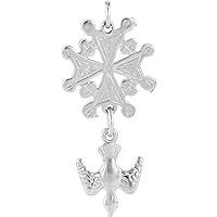925 Sterling Silver Pendant Necklace Polished Huguenot Religious Faith Cross Jewelry for Women