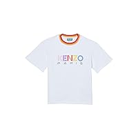 Kenzo Girl's Printed Multicolor Logo Short Sleeve T-Shirt (Little Kids/Big Kids) White 10A (10 Big Kid)