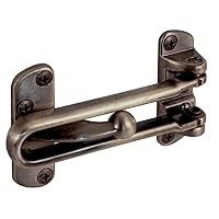 Prime-Line U 9899 Swing Bar Lock for Hinged Swing-In Doors – Secondary Security Lock for Door & Security, 3-7/8” Bar Length, Diecast Zinc Construction w/ Antique Brass Finish (Single Pack)