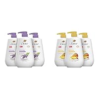 Body Wash with Pump Relaxing Lavender Oil & Chamomile 3 Count for Renewed & Body Wash with Pump Glowing Mango & Almond Butter 3 Count for Renewed
