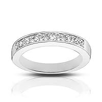 1.00 Ct Ladies Princess Cut Diamond Wedding Band Ring in 14 kt White Gold