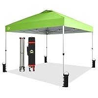 10x10 Pop Up Canopy, Patented Center Lock One Push Instant Popup Outdoor Canopy Tent, Newly Designed Storage Bag, 8 Stakes, 4 Ropes, Green