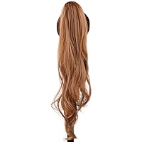 Synthetic 32Inches Long Layered Ponytailtail Available Mixed Color Curly Flexible Ponytailtail Wrap Around Hairpieces #12 32inches