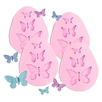 4 Pack Butterfly Molds Silicone Mini Butterfly Fondant Mold Butterfly Chocolate Candy Mold for Cupcake,Sugar Crafts,DIY Polymer Clay and Cake Decorating (butterfly)