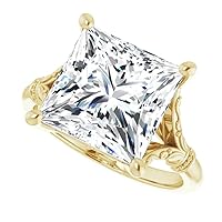 Moissanite Engagement Ring, 6CT Colorless Stone, 925 Sterling Silver Setting with 18K Gold Accent Band