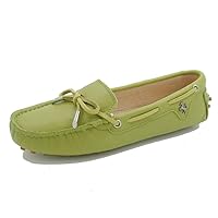 Womens Slip-On Knot Rubber Sole Leather Walking Driving Outdoor Weekend Running Loafers Boat Shoes
