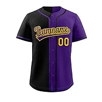 Custom Split Baseball Jersey Button Down Shirt Sports Personalized Stitched Name Number for Men/Women/Boy