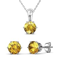 Cate & Chloe November Birthstone Earring and Necklace Set - 18k White Gold Plated with 1ct Genuine Gemstone Crystals, Birthstone Jewelry for Women