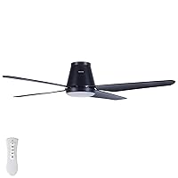 LUCCI AIR Airfusion Aria CTC LED Ceiling Fan with Lighting, Ceiling Fan with 4 Flat Blades, Diameter 122 cm, Black