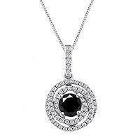 Round Cut Cubic Zirconia 14k White Gold Plated 925 Strling Silver Pendant 18''Chain For Women & Girls