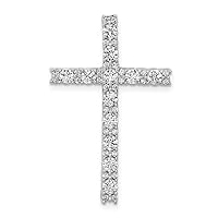 14k White Gold Diamond Latin Religious Faith Cross Pendant Necklace Measures 30x19mm Wide Jewelry for Women
