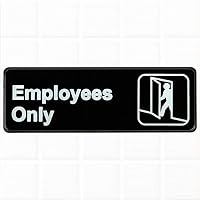 Employees Only Sign for Door - Black and White, 9 x 3-inches Employees Only Door Sign, Restaurant Compliance Signs by Tezzorio